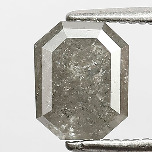 Natural Emerald cut 2.09 CT Loose Diamond 7.7 MM Grayish Salt and Pepper Ethically Sourced Diamond For Wedding Ring