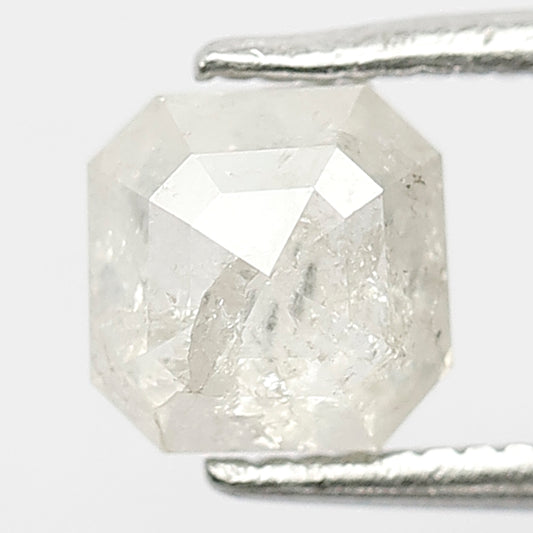 Asscher cut 1.15 CT Natural Diamond, 5.80 MM Misty White Salt and Pepper Conflict Free Diamond