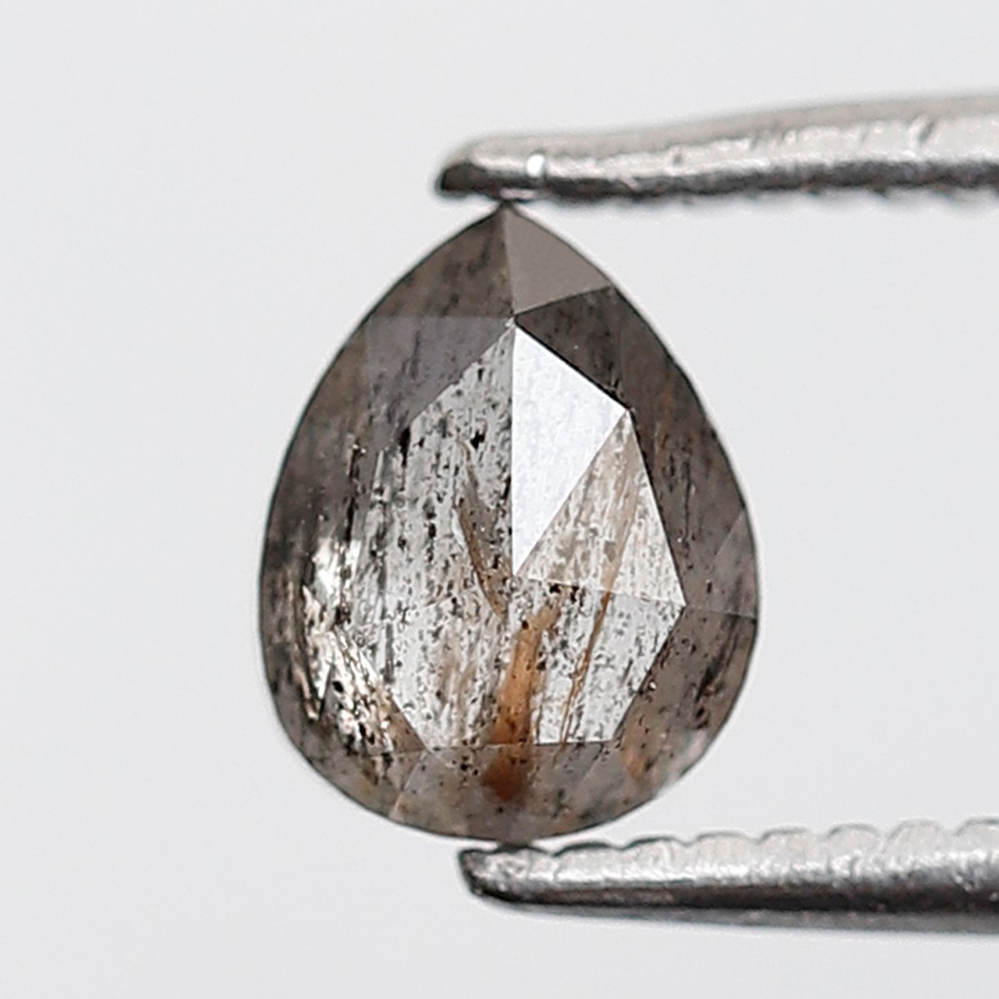 0.65 Ct 6 MM Pear Shape Salt and Pepper Diamond Grey Black Color Natural Loose Diamond