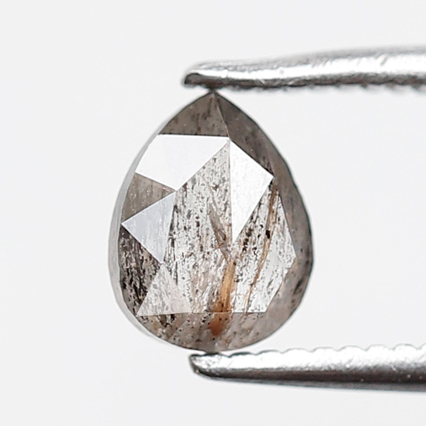 0.65 Ct 6 MM Pear Shape Salt and Pepper Diamond Grey Black Color Natural Loose Diamond