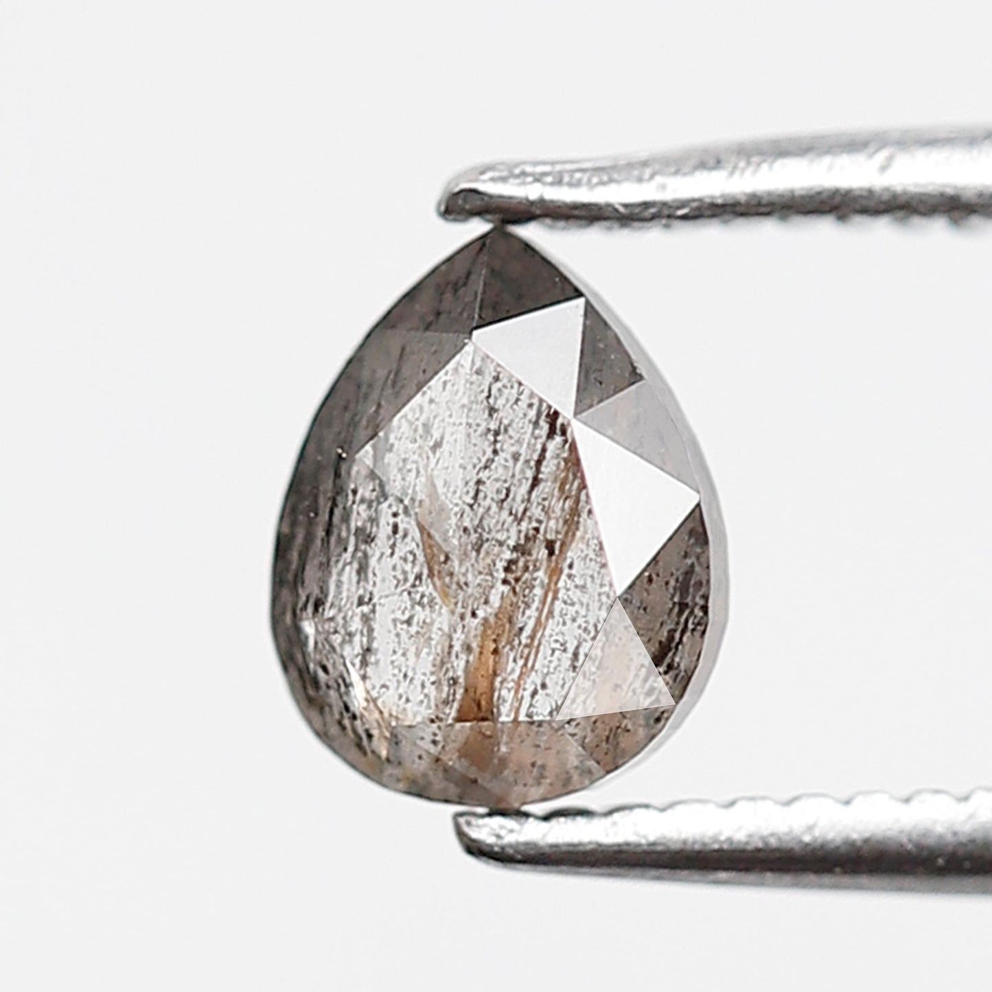 0.65 Ct 6 MM Pear Shape Salt and Pepper Diamond Grey Black Color Natural Loose Diamond