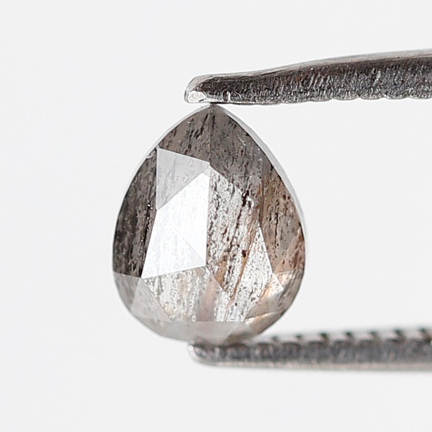 0.65 Ct 6 MM Pear Shape Salt and Pepper Diamond Grey Black Color Natural Loose Diamond