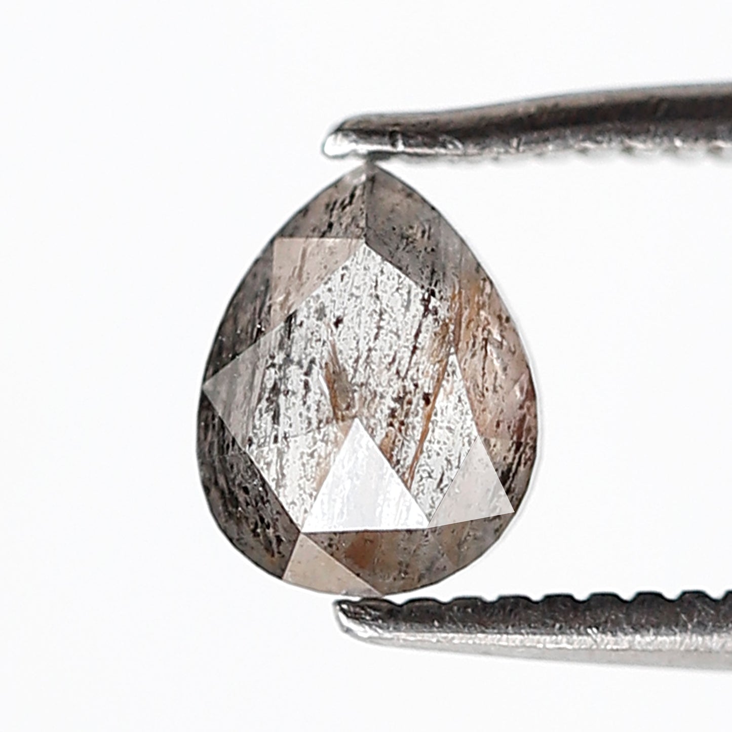 0.65 Ct 6 MM Pear Shape Salt and Pepper Diamond Grey Black Color Natural Loose Diamond