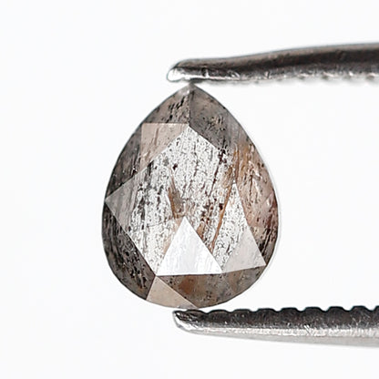 0.65 Ct 6 MM Pear Shape Salt and Pepper Diamond Grey Black Color Natural Loose Diamond