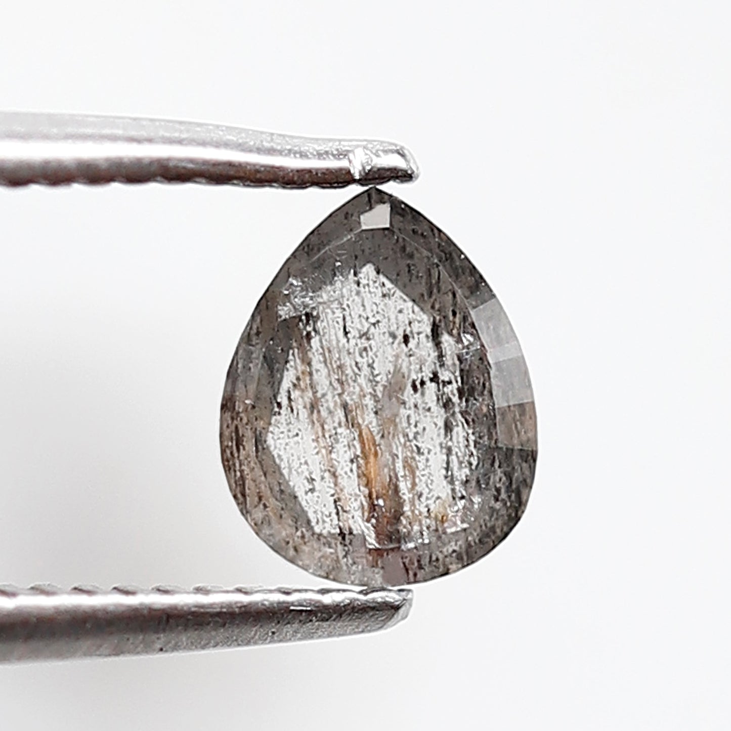 0.65 Ct 6 MM Pear Shape Salt and Pepper Diamond Grey Black Color Natural Loose Diamond