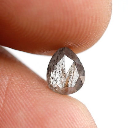 0.65 Ct 6 MM Pear Shape Salt and Pepper Diamond Grey Black Color Natural Loose Diamond