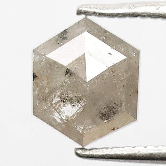 1.37 Ct Hexagon Shape Gray Black Salt & Pepper Diamond | Earth Mined Loose Diamond