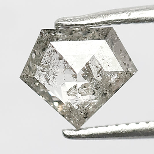 0.81 CT Pentagon Salt and Pepper Diamond, 6.30 MM Natural Gray Black Loose Diamond For Anniversary Ring