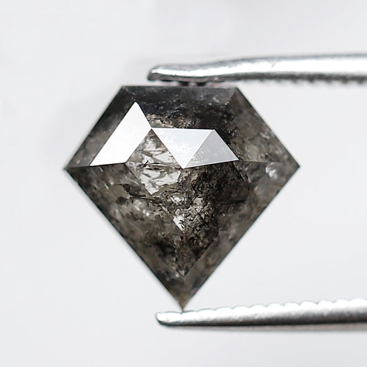 1.91 Ct 8.50 MM Diamond Shape Salt and Pepper Diamond Natural Loose Gray Black Color Diamond