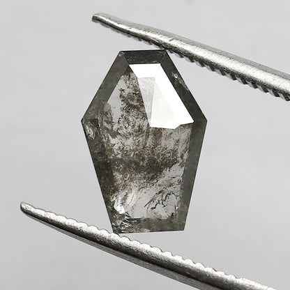 1.70 CT Elongated Coffin Half Fancy Cut Salt and Pepper Loose Diamond 10 MM For Earrings