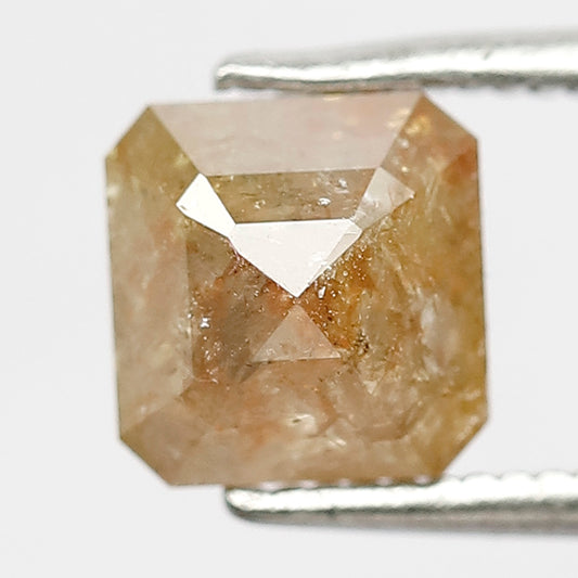 1.88 CT Asscher Shape Rustic Diamond, Natural Conflict Free Yellowish Brown Loose Diamond For Woman Ring