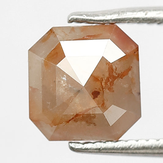 1.38 CT Reddish Gray Rustic Diamond, Natural Asscher cut Loose Earth Mined Diamond For Jewelry