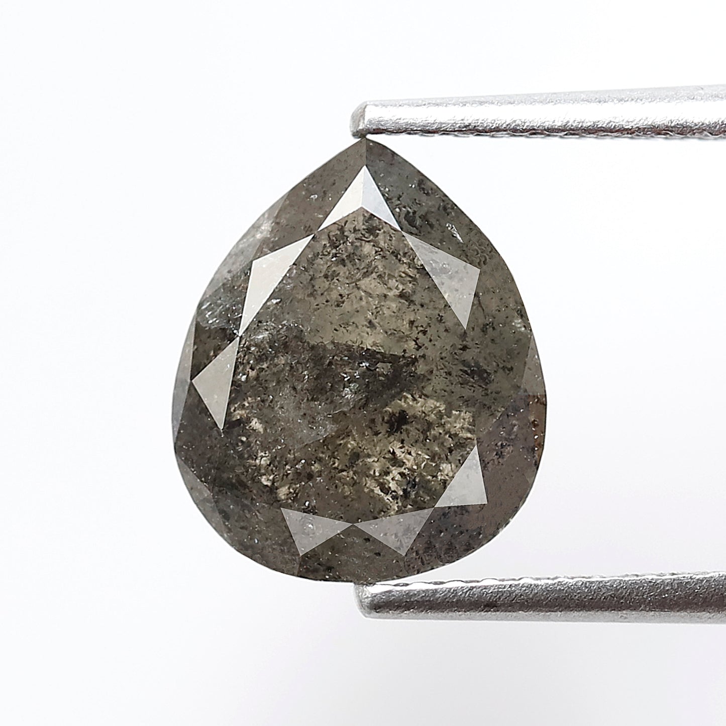 3.29 CT Pear Shape Salt and Pepper Conflict Free Diamond, 10.20 mm Natural Earth Mined Diamond For Making Promise Ring