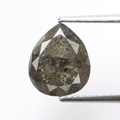 3.29 CT Pear Shape Salt and Pepper Conflict Free Diamond, 10.20 mm Natural Earth Mined Diamond For Making Promise Ring