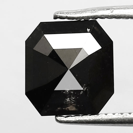 1.83 CT Square Emerald Loose Diamond 7.6 MM Natural Treated Black Diamond For Wedding Band