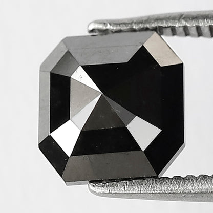 1.83 CT Square Emerald Loose Diamond 7.6 MM Natural Treated Black Diamond For Wedding Band