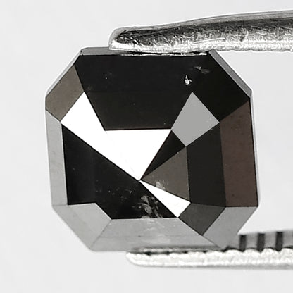 1.83 CT Square Emerald Loose Diamond 7.6 MM Natural Treated Black Diamond For Wedding Band
