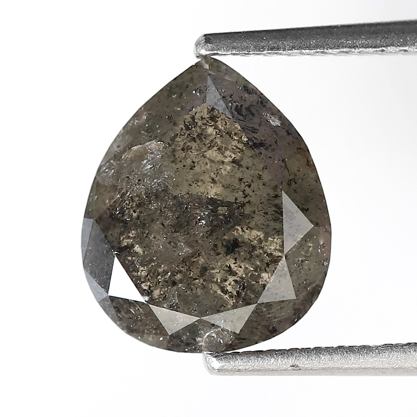 3.29 CT Pear Shape Salt and Pepper Conflict Free Diamond, 10.20 mm Natural Earth Mined Diamond For Making Promise Ring