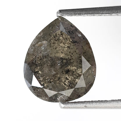 3.29 CT Pear Shape Salt and Pepper Conflict Free Diamond, 10.20 mm Natural Earth Mined Diamond For Making Promise Ring