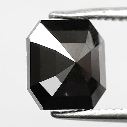 1.83 CT Square Emerald Loose Diamond 7.6 MM Natural Treated Black Diamond For Wedding Band