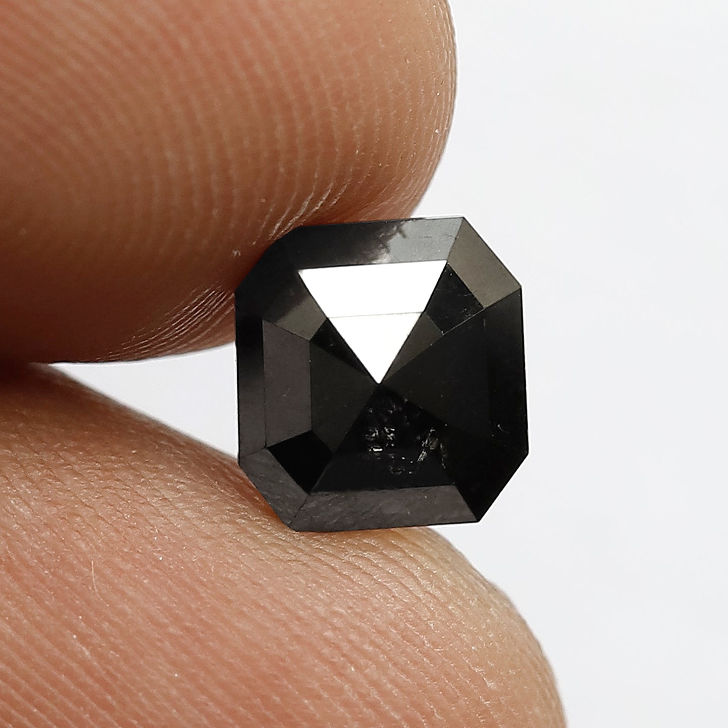 1.83 CT Square Emerald Loose Diamond 7.6 MM Natural Treated Black Diamond For Wedding Band
