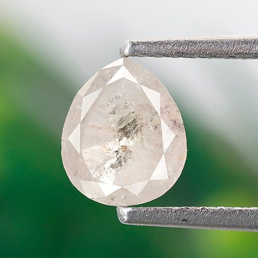 0.95 CT Pear Shape Salt and Pepper Diamond, 6.80 x 5.80 mm Misty White Loose Earth Mined Diamond For Proposal Ring