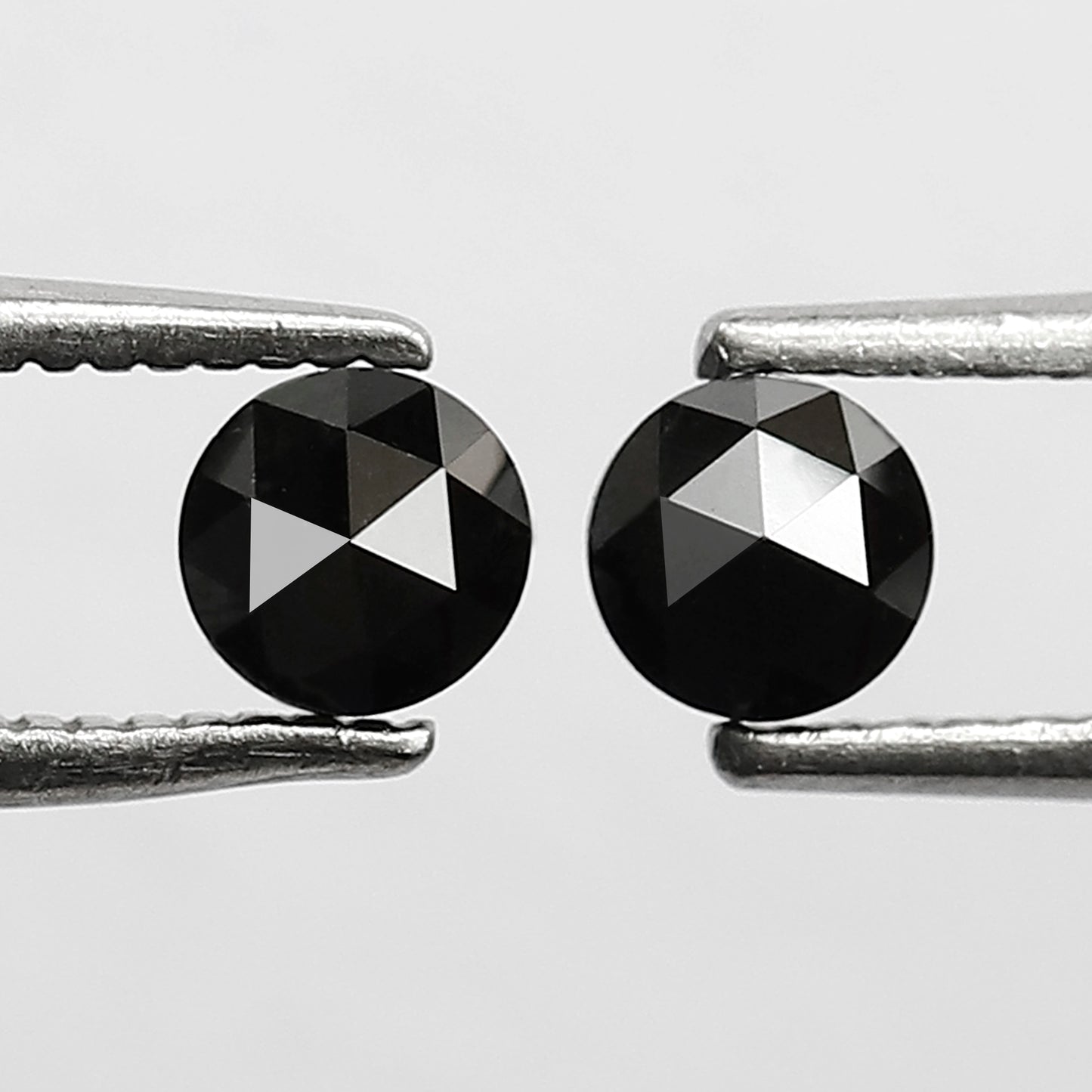 0.62 CT Pair Of Round Black Diamonds, 4 x 4 MM Natural Treated Loose Diamond For Earrings and Jewelry