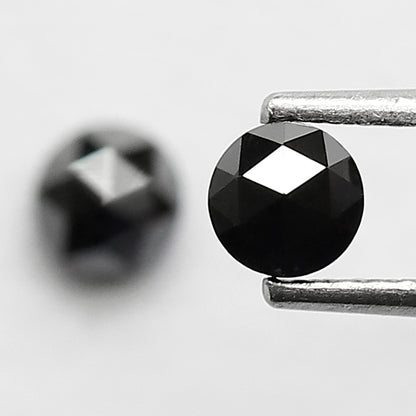 0.62 CT Pair Of Round Black Diamonds, 4 x 4 MM Natural Treated Loose Diamond For Earrings and Jewelry
