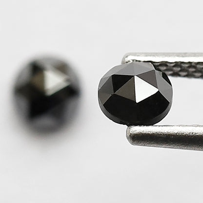 0.62 CT Pair Of Round Black Diamonds, 4 x 4 MM Natural Treated Loose Diamond For Earrings and Jewelry
