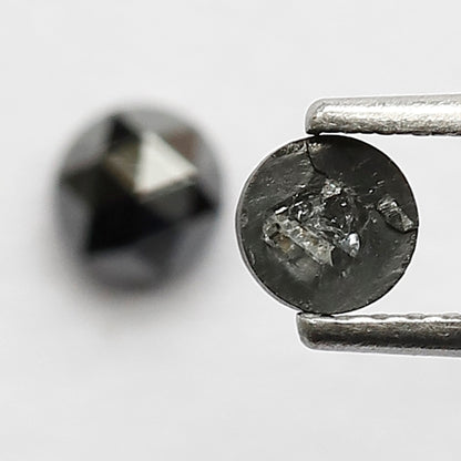 0.62 CT Pair Of Round Black Diamonds, 4 x 4 MM Natural Treated Loose Diamond For Earrings and Jewelry