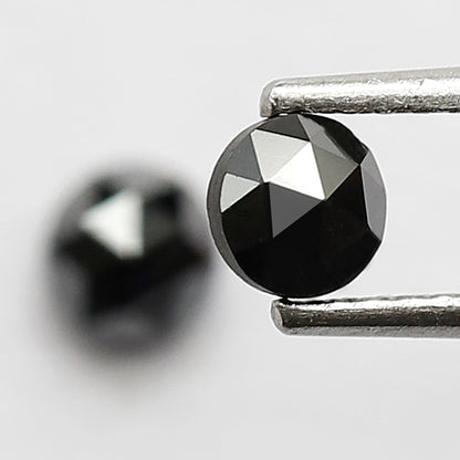 0.62 CT Pair Of Round Black Diamonds, 4 x 4 MM Natural Treated Loose Diamond For Earrings and Jewelry