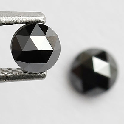 0.62 CT Pair Of Round Black Diamonds, 4 x 4 MM Natural Treated Loose Diamond For Earrings and Jewelry