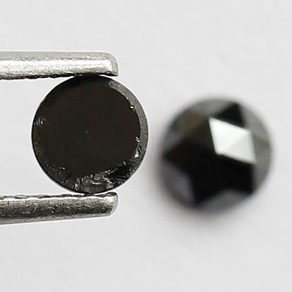 0.62 CT Pair Of Round Black Diamonds, 4 x 4 MM Natural Treated Loose Diamond For Earrings and Jewelry