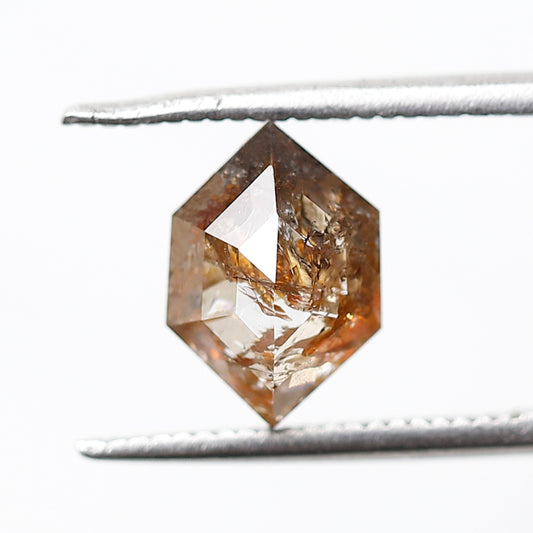 1.86 Ct 9 MM Elongated Hexagon Shape Salt and Pepper Diamond Loose Natural Translucent Red Color Diamond