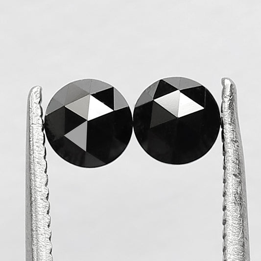 0.62 CT Pair Of Round Black Diamonds, 4 x 4 MM Natural Treated Loose Diamond For Earrings and Jewelry