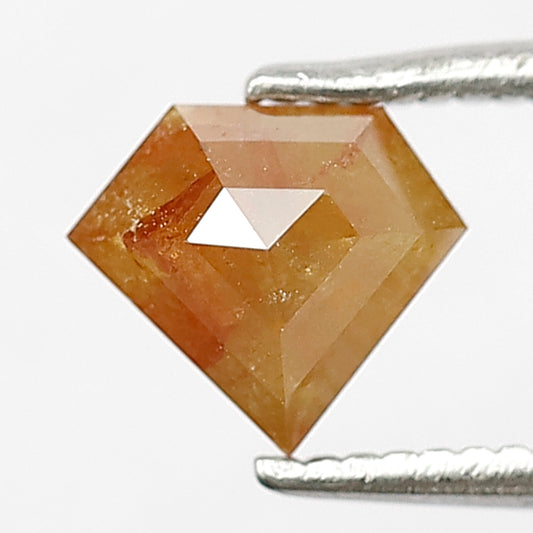 Natural 0.78 CT Pentagon Loose Diamond, 5.90 MM Yellowish Red Rustic Diamond For Custom Pendant