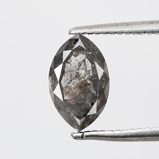 1.33 Ct 8.40 MM Marquise Shape Salt and Pepper Translucent Gray Black Color Natural Loose Diamond