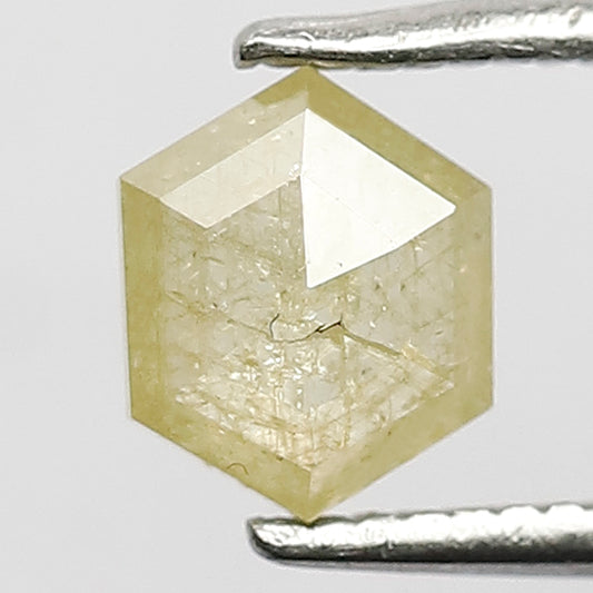 0.73 CT Hexagon Cut Rustic Diamond, Natural 6.30 MM Yellowish Loose Conflict Free Diamond For Engagement Ring