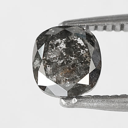 0.76 CT cushion Shape Salt and Pepper Diamond 5 MM grey black Color Loose Natural Diamond For Wedding Ring
