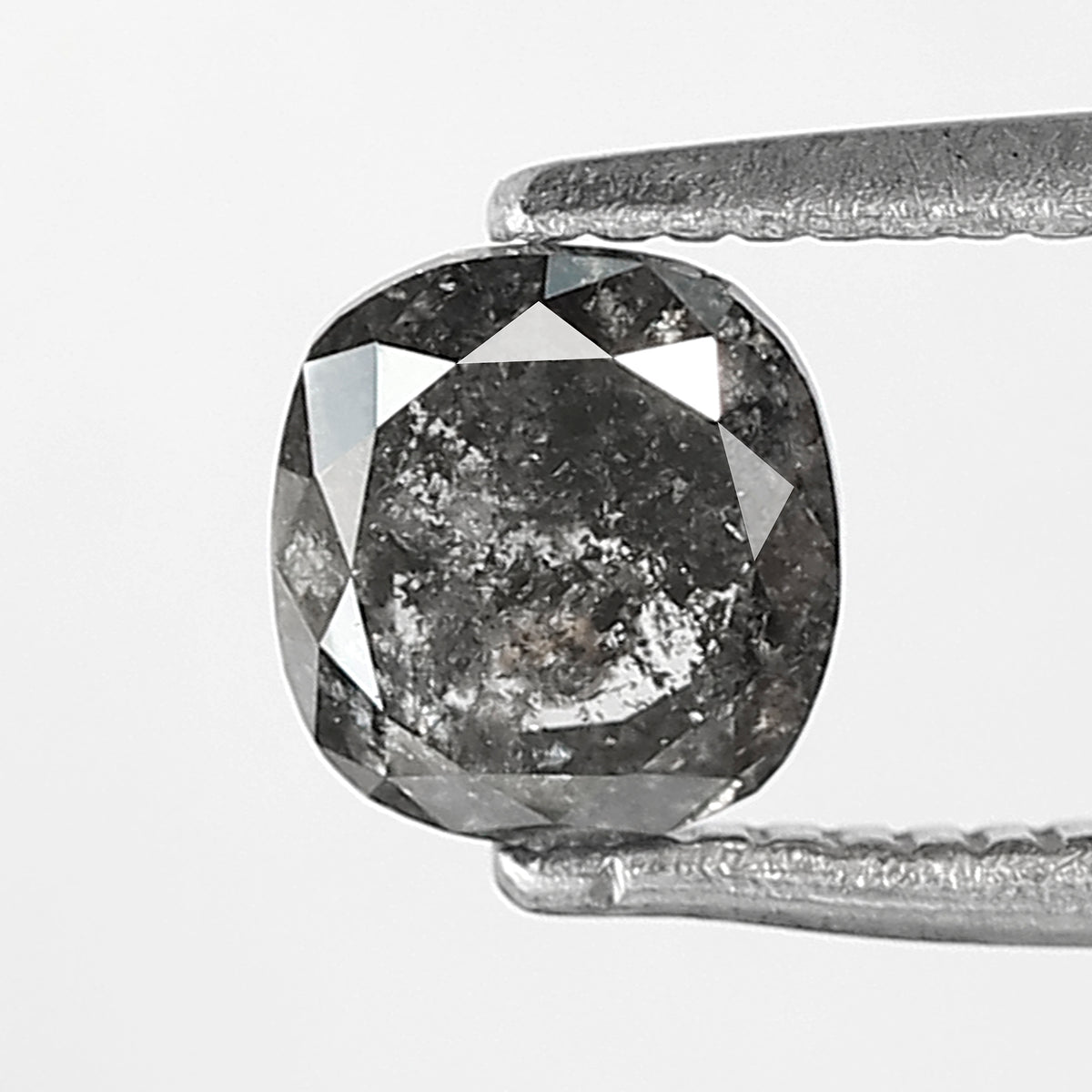 0.76 CT cushion Shape Salt and Pepper Diamond 5 MM grey black Color Loose Natural Diamond For Wedding Ring