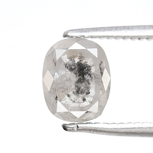 1.26 Ct 6.70 MM Oval Shape Salt and Pepper Diamond Misty White Color Natural Loose Diamond