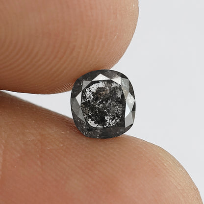 0.76 CT cushion Shape Salt and Pepper Diamond 5 MM grey black Color Loose Natural Diamond For Wedding Ring