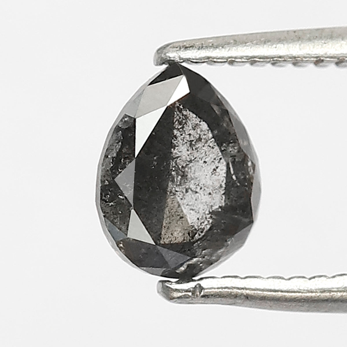 0.80 ct pear Shape Salt and Pepper Diamond 6 MM black grey Color Loose Natural Diamond For Wedding Ring
