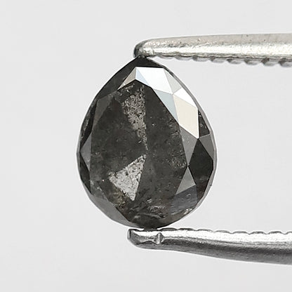 0.80 ct pear Shape Salt and Pepper Diamond 6 MM black grey Color Loose Natural Diamond For Wedding Ring