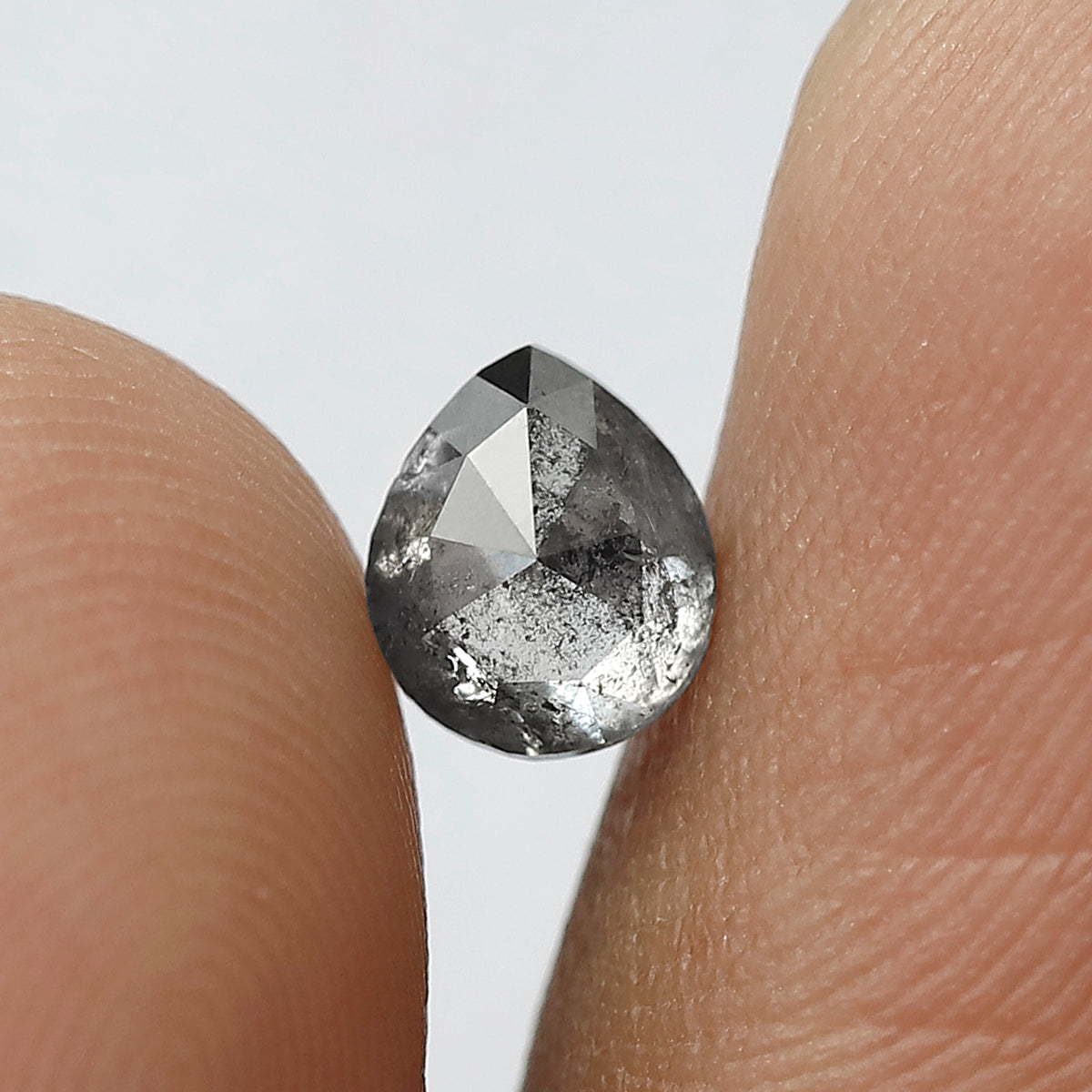 0.80 ct pear Shape Salt and Pepper Diamond 6 MM black grey Color Loose Natural Diamond For Wedding Ring