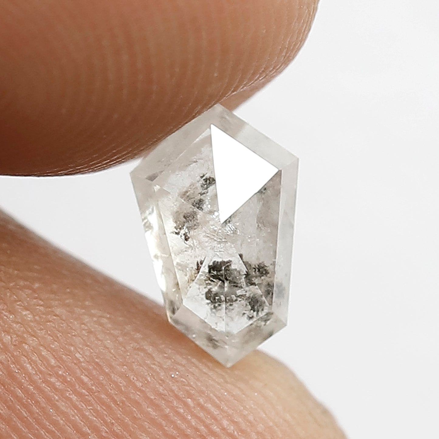 1.50 CT Fancy White Shining Faceted Modified Shape Natural Loose Salt and Pepper Conflict Free Diamond ideal for making Halo Engagement ring