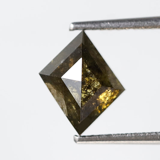 2.20 Ct Geometric Salt and Pepper Diamond, Greenish Black Natural Loose Diamond, 8.30 mm Conflict Free Pendant Stone