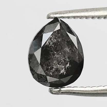 1.30 CT pear Shape Salt and Pepper Diamond 7 MM black grey Color Loose Natural Diamond For Wedding Ring