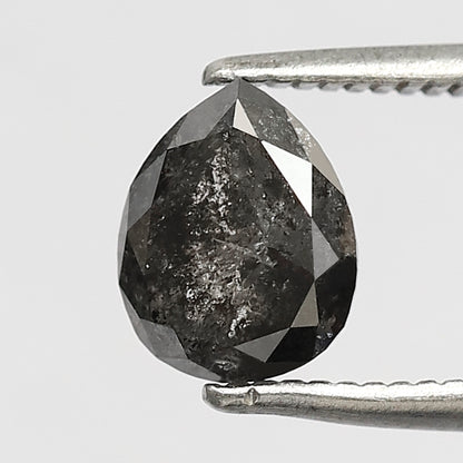 1.30 CT pear Shape Salt and Pepper Diamond 7 MM black grey Color Loose Natural Diamond For Wedding Ring