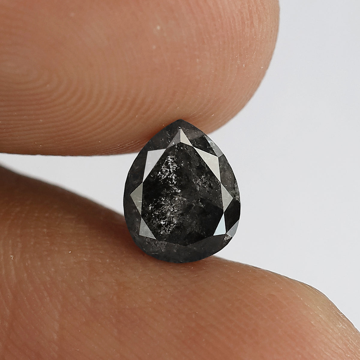 1.30 CT pear Shape Salt and Pepper Diamond 7 MM black grey Color Loose Natural Diamond For Wedding Ring